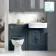 Monaco Inky Blue Combination Vanity Traditional Basin and Hudson Toilet with Wooden Seat 1200mm