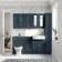 Monaco Inky Blue Combination Vanity Traditional Basin and Hudson Toilet with Wooden Seat 1500mm