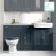 Monaco Inky Blue Combination Vanity Traditional Basin with Marble Top & Hudson Toilet with Wooden Seat 1500mm