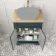 Lucia Inky Blue Cabinet with Oak Effect Top 640mm (Excludes Counter Top Basin) - Brushed Brass Accents