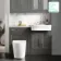 Monaco Graphite Grey Combination Vanity Traditional Basin with Marble Top & Boston Toilet 1200mm - Brass Knurled Handles