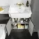 Monaco Graphite Grey Combination Vanity Traditional Basin with Marble Top & Boston Toilet 1200mm - Brass Knurled Handles