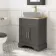 Lucia Graphite Grey Cabinet with Oak Effect Top 640mm (Excludes Counter Top Basin) - Brass Knurled Handles
