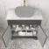 Lucia Graphite Grey Cabinet with Marble Top 840mm (Excludes Counter Top Basin) - Brass Knurled Handles