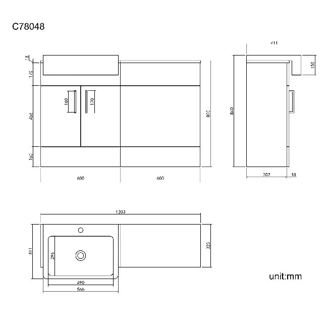 Harper Gloss White Basin Vanity and Back To Wall Toilet Unit 1200mm - Black Accents