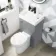 Ohio Stone Grey 2-In-1 Combined Wash Basin & Austin Toilet 500mm
