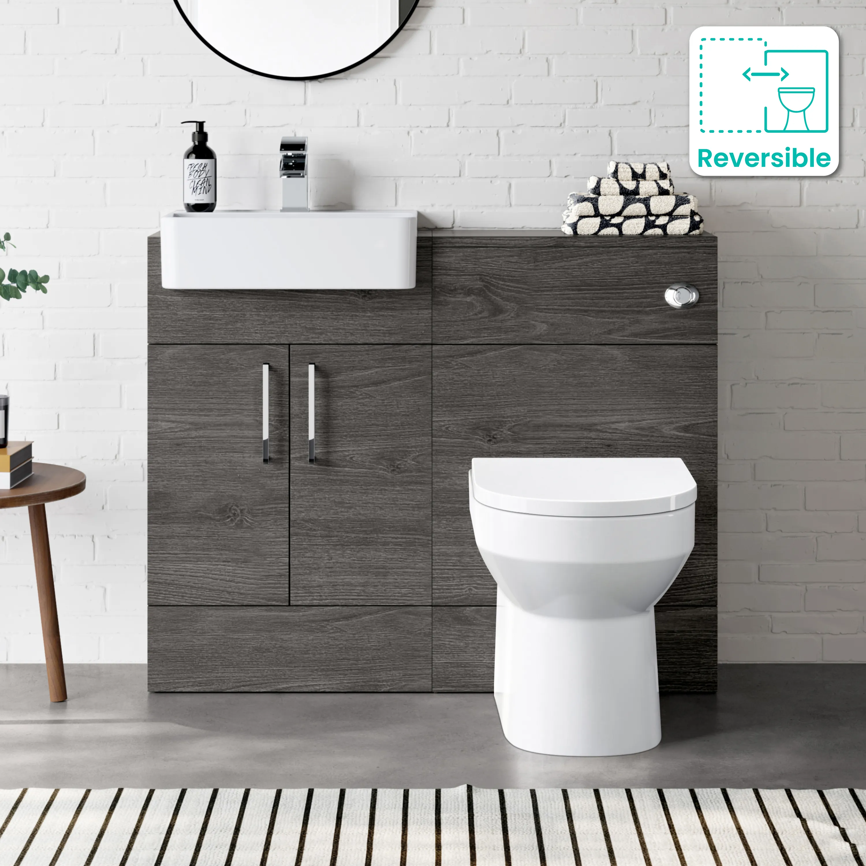 Harper Charcoal Elm Combination Vanity Basin & Miami Toilet 1000mm
