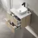 Crete Fluted Apex Oak Wall Hung Drawer Vanity with Marble Top & Curved Basin 600mm