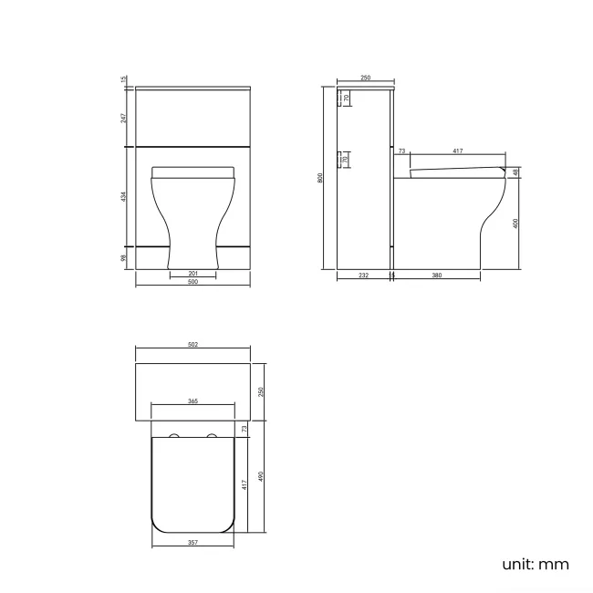 Inky Blue Slimline Back To Wall Unit and Atlanta Toilet - Black Accents