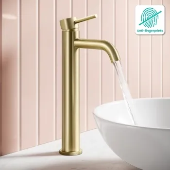 Selma Brushed Brass High Rise Basin Mixer Tap
