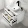Omaha Gloss White Wall Hung Drawer Vanity with Marble Top & Curved Counter Top Basin 800mm - Black Accents