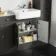 Monaco Graphite Grey Combination Vanity Basin with Marble Top and Hudson Toilet with Wooden Seat 1500mm