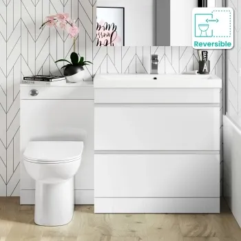 Trent Gloss White Combination Basin Drawer and Aruba Toilet 1300mm