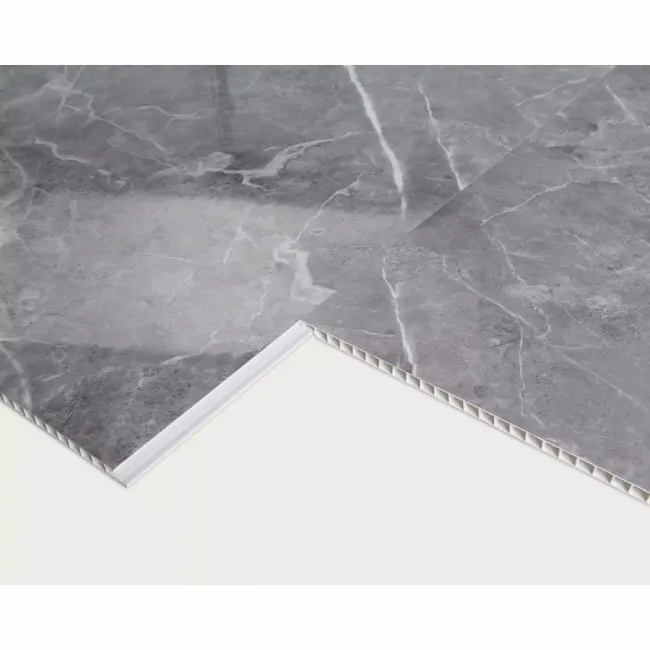 Trepanel Aqua® Gloss Grey Marble Effect PVC Shower Wall Panel