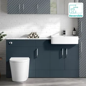 Harper Navy Blue Combination Vanity Basin with Marble Top & Boston Toilet 1500mm