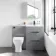 Avon Stone Grey Combination Basin Drawer and Atlanta Toilet 1100mm - Black Accents - Right Handed