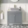 Bermuda Dove Grey Cabinet with Marble Top 800mm Excludes Counter Top Basin - Brushed Brass Accents