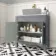 Bermuda Dove Grey Cabinet with Marble Top 800mm Excludes Counter Top Basin - Brushed Brass Accents
