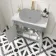 Bermuda Dove Grey Cabinet with Marble Top 800mm Excludes Counter Top Basin - Brushed Brass Accents