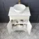 Lucia Chalk White Vanity with Marble Top & Round Counter Top Basin 640mm - Brushed Brass Accents