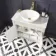 Bermuda Chalk White Vanity with Marble Top & Oval Counter Top Basin 800mm - Brass Knurled Handles