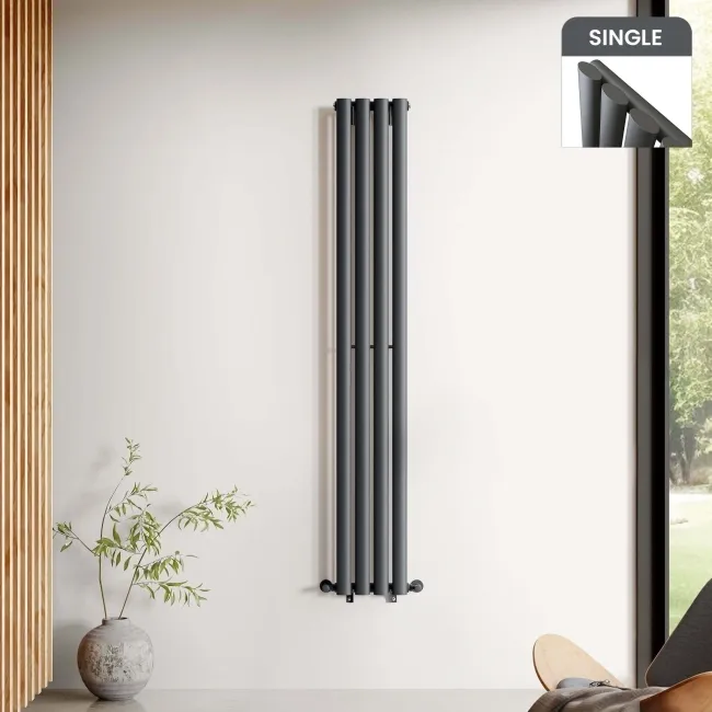 Marbella Anthracite Single Oval Panel Radiator 1600x240mm