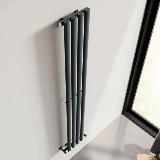 Marbella Anthracite Single Oval Panel Radiator 1600x240mm