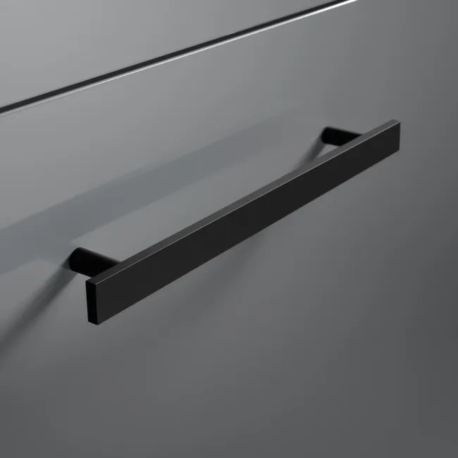Avon Stone Grey Combination Basin Drawer and Atlanta Toilet 1100mm - Black Accents - Right Handed