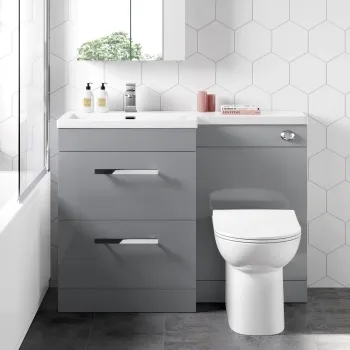 Avon Stone Grey Combination Basin Drawer and Aruba Toilet 1100mm - Left Handed