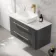 Omaha Slate Grey Wall Hung Drawer Vanity with Marble Top & Curved Counter Top Basin 1000mm - Brushed Brass Accents