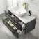 Omaha Slate Grey Wall Hung Drawer Vanity with Marble Top & Curved Counter Top Basin 1000mm - Brushed Brass Accents