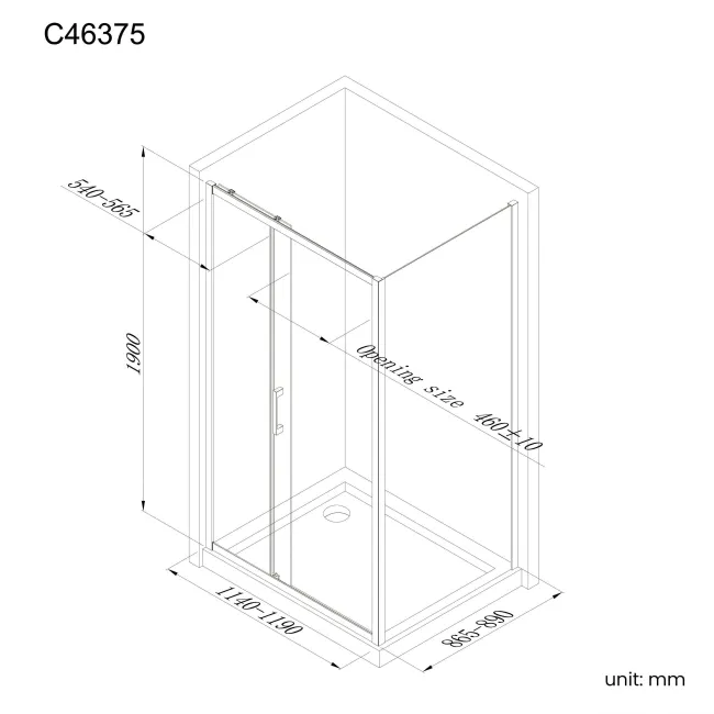 Hamburg Brushed Brass Easy Clean 8mm Sliding Shower Enclosure 1200x900mm - Easy Fix
