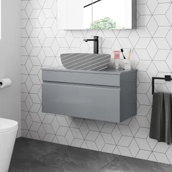 Trent Stone Grey Wall Hung Drawer 800mm - Excludes Counter Top Basin
