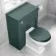 Hudson Traditional Back To Wall Toilet With Midnight Green Wooden Seat and Concealed Cistern