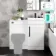 Avon Gloss White Basin Vanity and Back To Wall Unit 950mm - Black Accents