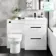Avon Gloss White Combination Basin Drawer and Miami Toilet 1100mm - Black Accents