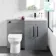 Avon Stone Grey Combination Vanity Basin and Miami Toilet 1100mm - Black Accents