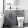 Avon Stone Grey Combination Vanity Basin and Aruba Toilet 1100mm - Black Accents - Left Handed