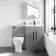 Avon Stone Grey Combination Vanity Basin and Atlanta Toilet 1100mm - Black Accents - Right Handed