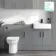 Harper Stone Grey Combination Vanity Basin and Aruba Toilet 1500mm - Black Accents