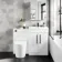Avon Gloss White Combination Vanity Basin and Boston Toilet 1100mm - Black Accents