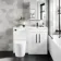 Avon Gloss White Combination Vanity Basin and Boston Toilet 1100mm - Black Accents - Right Handed