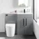 Avon Stone Grey Combination Vanity Basin and Boston Toilet 1100mm - Black Accents - Right Handed