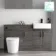 Harper Charcoal Elm Combination Vanity Basin and Boston Toilet 1500mm - Black Accents