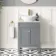 Bermuda Dove Grey Vanity with Marble Top & Oval Counter Top Basin 600mm - Brushed Brass Accents