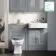 Monaco Dove Grey Combination Vanity Basin and Hudson Toilet with Wooden Seat 1200mm - Brushed Brass Accents