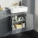 Monaco Dove Grey Combination Vanity Basin and Hudson Toilet with Wooden Seat 1500mm - Brushed Brass Accents