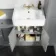 Monaco Dove Grey Combination Vanity Basin and Boston Toilet 1500mm - Brushed Brass Accents