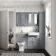 Monaco Dove Grey Combination Vanity Basin with Marble Top & Hudson Toilet with Wooden Seat 1200mm - Brushed Brass Accents