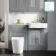 Monaco Dove Grey Combination Vanity Basin with Marble Top & Boston Toilet 1200mm - Brushed Brass Accents